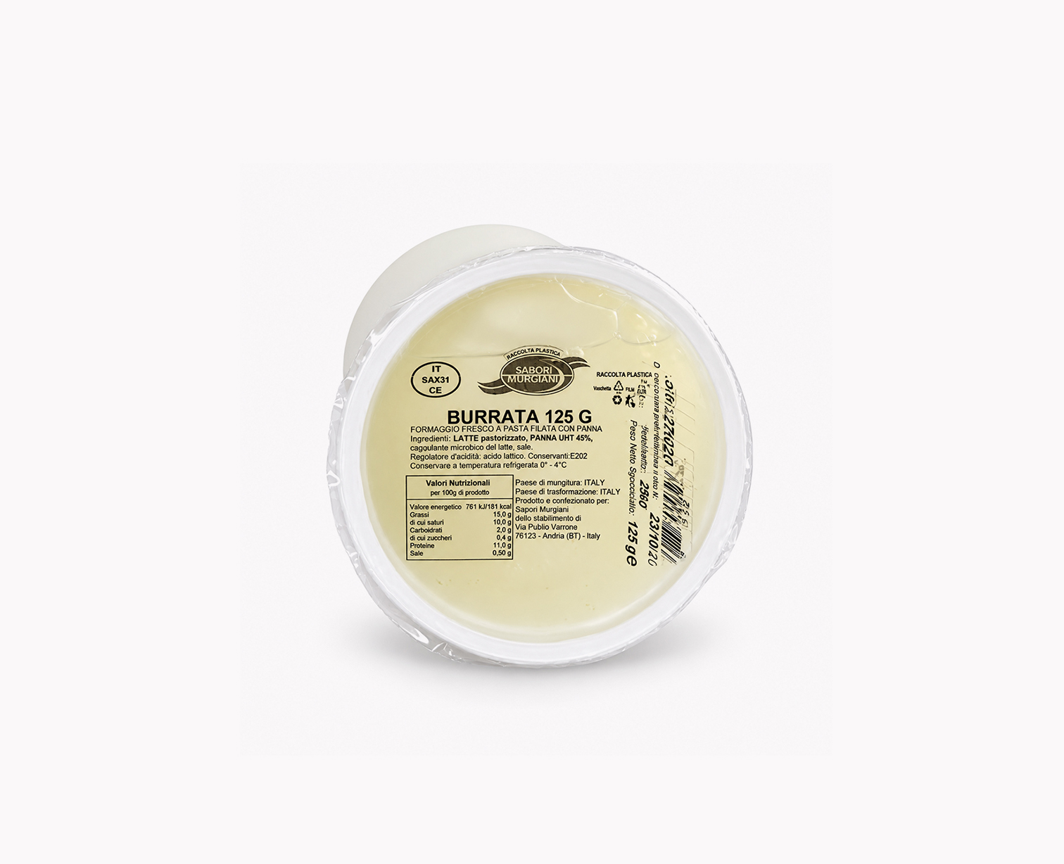 Burrata pugliese Sapori Murgiani 125 gr