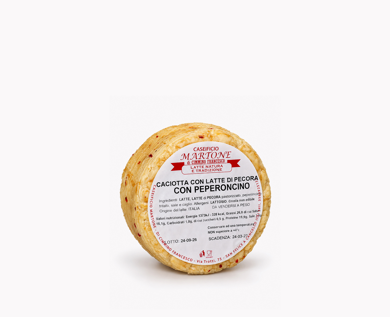 Caciotta con latte di pecora al peperoncino – Caseificio Martone